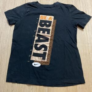 Nike Boys T-Shirt Small Black Logo Beast Just Do It Short Sleeve Crew Neck